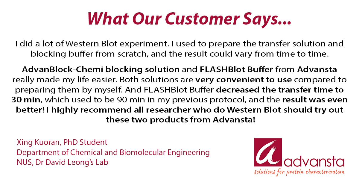 Advansta Western Blot Testimonial